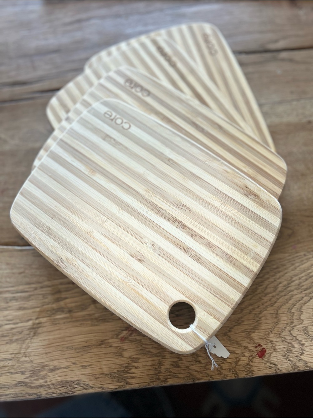 Core Stripe Cutting Board set four share plates charcuterie picnic wood wine 8x6